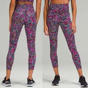 Lululemon Base Pace High Rise Running Tight 25" in Floral Electric Multi Sz 10